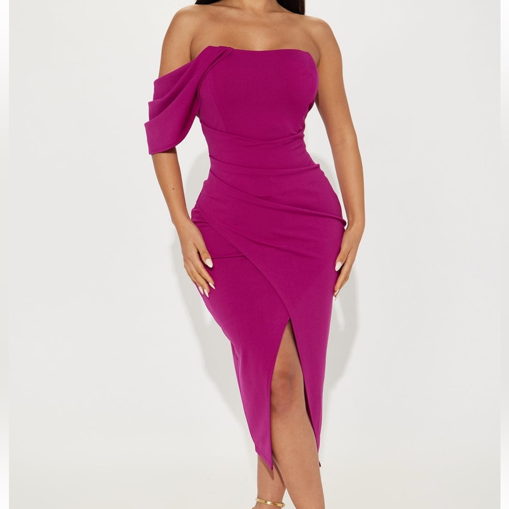 Fashion Nova Midi Dress Magenta Pink Size Small